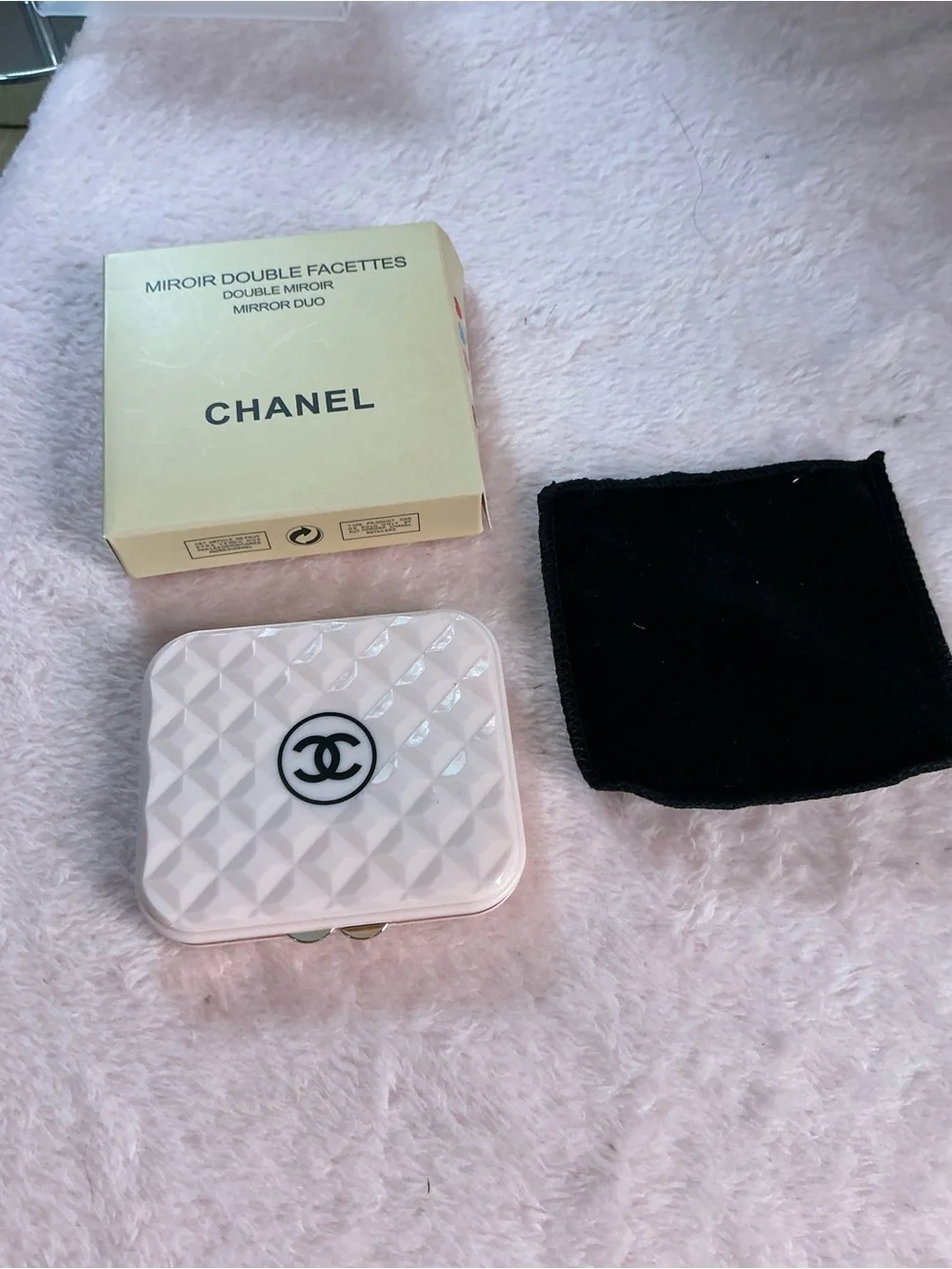 Chanel Beauty Pink Quilted Double-Sided Mirror Box Pouch